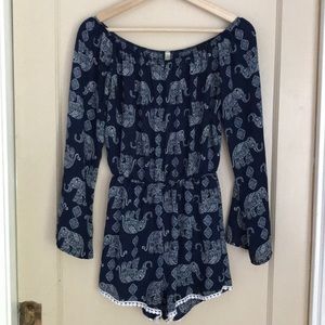 Jesse & J elephant print long sleeve romper